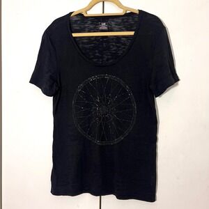 e.vil Burnout T-Shirt Womens M Black Rhinestone Short Sleeve Dream Catcher